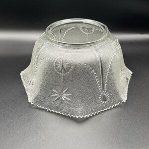 VTG Stippled Pressed Glass Light Shade Starburst Atomic Mid Century 3.25” Fit